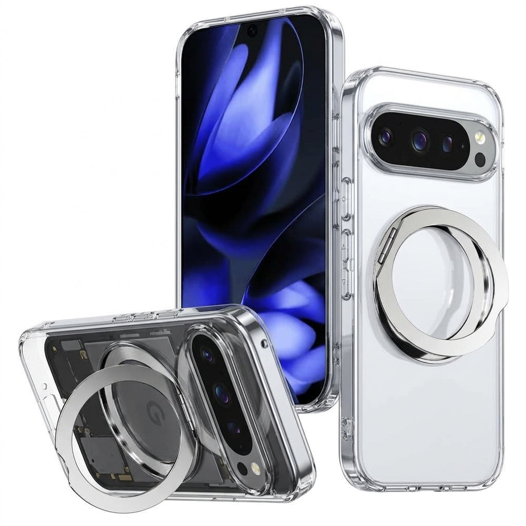 Funda Magnética con Anillo Giratorio para Google Pixel (Transparente) | Kmaron Digital Chile
