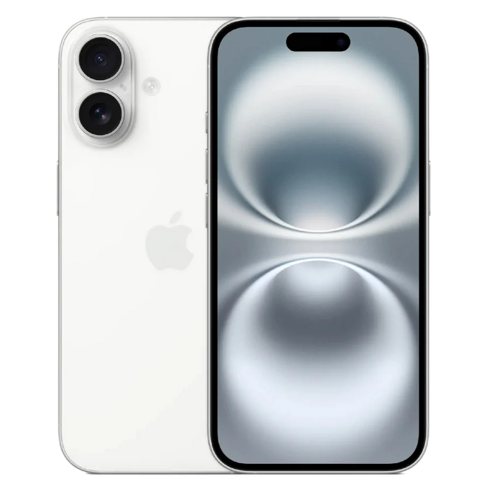 iPhone 16 - Blanco (Tres ángulos de visualización del dispositivo) - Kmaron Digital