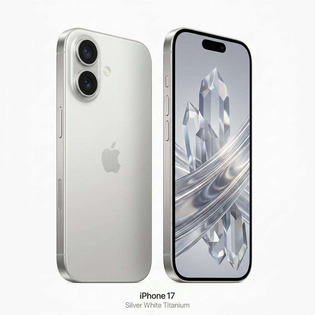 iPhone 17 - Blanco (Tres ángulos de visualización del dispositivo) - Kmaron Digital