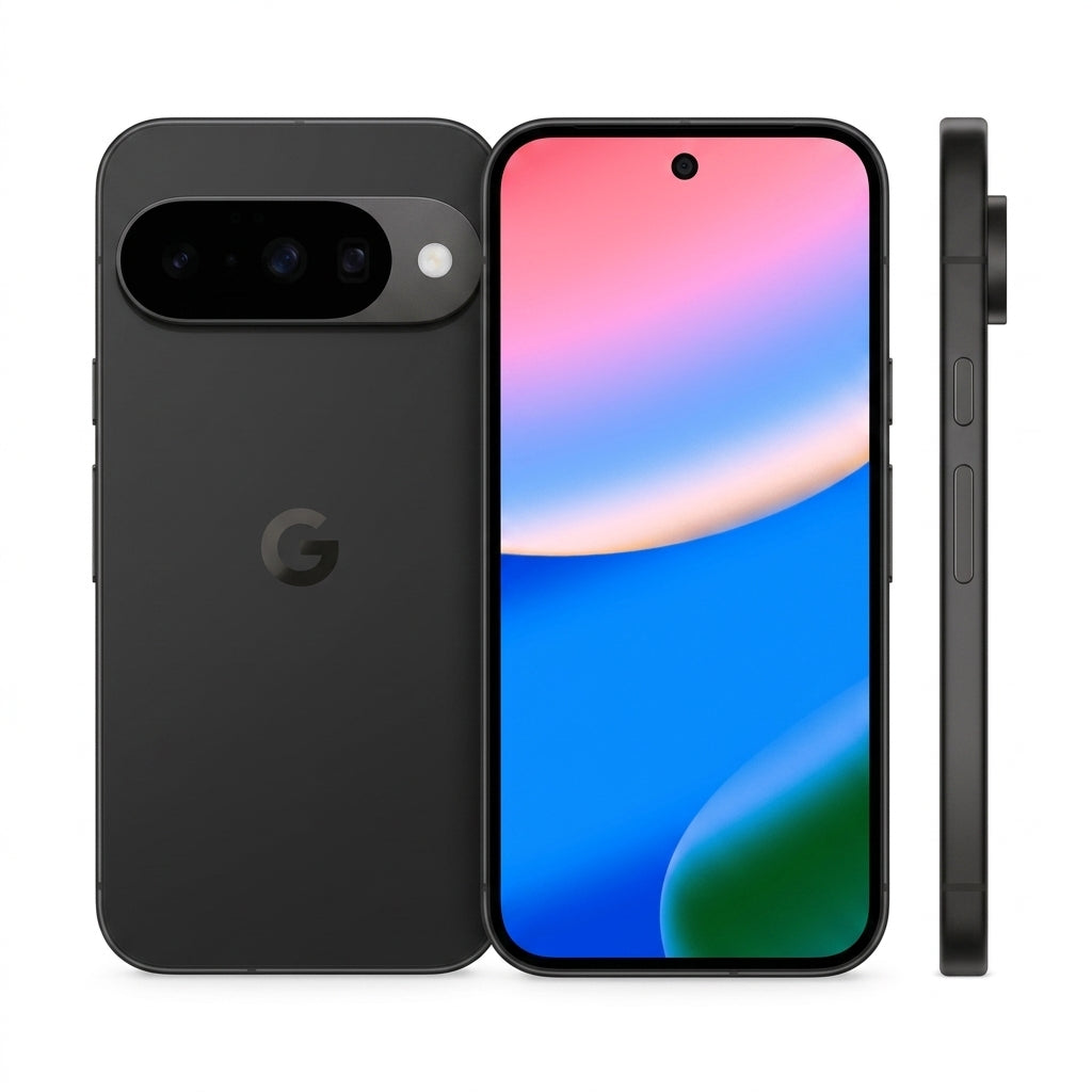 Google Pixel 10 - Obsidiana (Tres ángulos de vista del dispositivo) - Kmaron Digital
